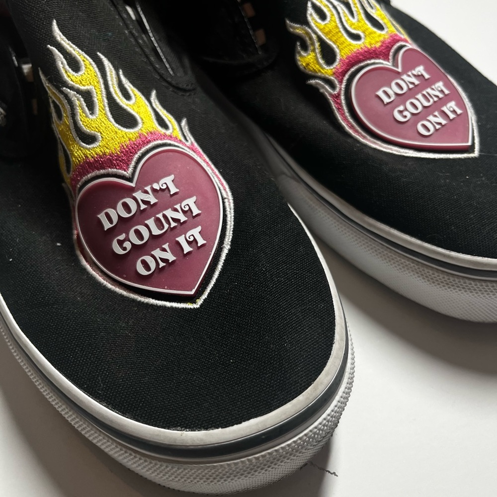 Vans “Don’t Count on It” Flame Heart Slip-ons